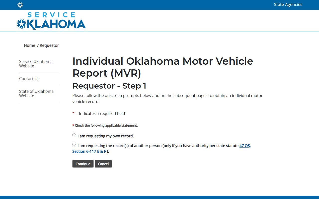 Craig County probate records context, Service Oklahoma motor vehicle record request portal